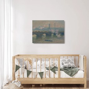 Tablou pe sticlă - Claude Monet, Waterloo Bridge, Gray Day, reproducere (70x50 cm)