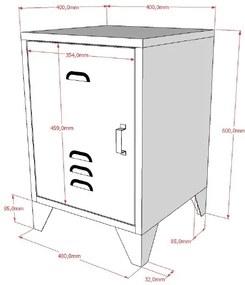 Noptieră Metalică, Neagră (Metal) – BRONXX – Vipack