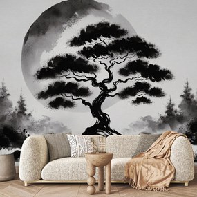 Fototapet - Bonsai alb-negru (147x102 cm)