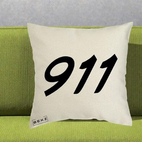 Perna Personalizata 911 Bold, 40x40 cm, Ecru, Husa Detasabila, Perna Inclusa, BEKZ®