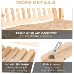 Outsunny Leagăn de Grădină pentru 2 Persoane Cușcă de Leagăn Masiv Patio Terasă Curte Lemn Natural 117 x 69 x 60 cm | Aosom Romania