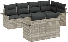 vidaXL Set de canapele pentru grădină 7 pcs Gri deschis Rattan poli