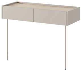 Consola Desin / masa de toaleta 100 cm cu sertare si picioare metalice - cashmir / stejar nagano