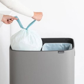 Cos de gunoi Brabantia Bo Touch Hi 1001266, 2x30 L, Perfect langa perete, Reglare picioare, Acoperit cu minerale, Gri