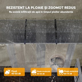 Outsunny Copertina pentru exterior, curbata cu suruburi si buloane incluse, copertina din policarbonat, PP si aluminiu, 295x90x23.5cm