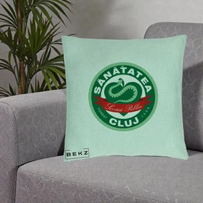 Perna Personalizata Sanatatea Cluj Servicii Publice 1986, 40x40 cm, Verde Menta, Husa Detasabila, Perna Inclusa, BEKZ®