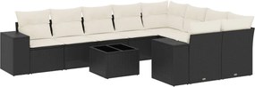 vidaXL Set canapele de grădină cu perne, 10 piese, negru, poliratan