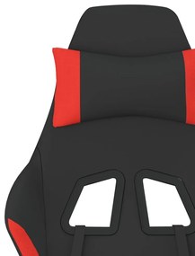 Scaun de gaming cu suport picioare, negru si rosu, textil 1, Negru si rosu, Cu suport de picioare