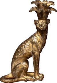 Suport lumanare auriu, din rasina, Jaguar