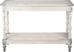 Consolă shabby chic din lemn, finisaj alb antichizat, „Maude”