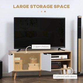 HOMCOM Dulap cu Suport pentru TV de până la 46", Comodă TV cu Rafturi de Depozitare și Dulap, 110x39x48,8 cm, Lemn Natural | Aosom Romania