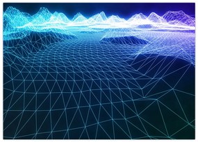 Tablou pe sticlă - Munți în model de calculator (70x50 cm)