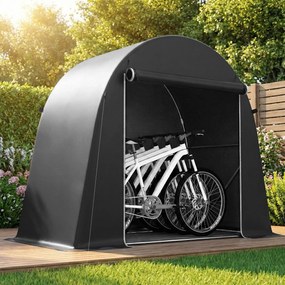 Outsunny Cort de Depozitare de 2.45 x 1.2 m, Impermeabil pentru Biciclete cu Ușă cu Fermoar și Cadru din Oțel Zincat, Gri Închis | Aosom Romania