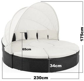 Deuba Pat de gradina din ratan Ø230cm - negru