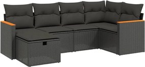 vidaXL Set mobilier de grădină cu perne, 6 piese, negru, poliratan