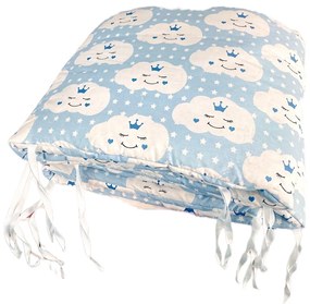 Set 4 aparatori protectii laterale pat pufoase h39cm Deseda Norisori zambareti albastri