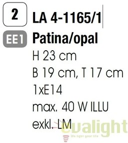 Veioza birou / Lampa de masa clasica Bankers LA 4-1165/1 Patina/opal OR