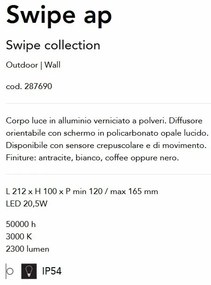 Aplica LED orientabila pentru exterior IP54 Swipe ap alba