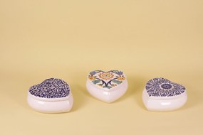 Cutie de depozitare inimioara din ceramică decorativă Tatto Albastru