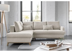 Colțar bej extensibil/cu spațiu de depozitare (cu colț pe partea stângă/în formă de ”L”) Scandic Lagom – Miuform