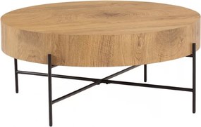 Masă de cafea rotundă Liviano 80 cm cu picioare metalice - stejar natural / negru
