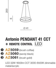 Lustra LED cu telecomanda design circular ANTONIO 41 CCT GO