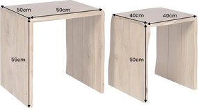 Set de 2 masute din lemn de salcam MAMMUT