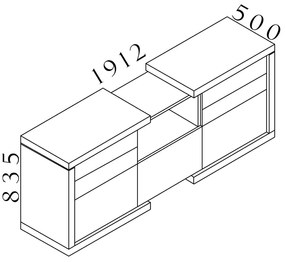 Dulap jos Lineart 191,2 x 50 x 83,5 cm, ulm deschis / alb