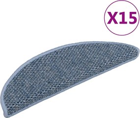 vidaXL Covoraș scări autoadeziv 15 buc. albastru, 56x17x3 aspect sisal