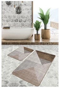 Covorașe de baie gri-maro 2 buc. din catifea 60x100 cm – Mila Home