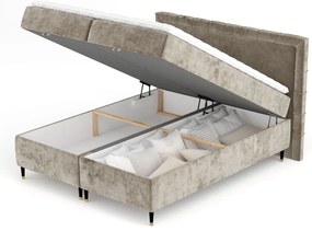 Pat boxspring bej cu spațiu de depozitare 180x200 cm Voyage – Maison de Rêve