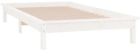 Cadru de pat cu LED Single 3FT, alb, 90x190 cm, lemn masiv Alb, 90 x 190 cm