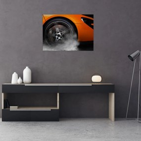 Tablou pe sticlă - Mașină sport portocalie (70x50 cm)
