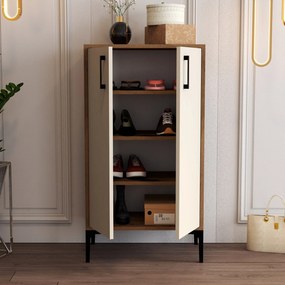 Comodă pentru pantofi Prag - Walnut, Cream