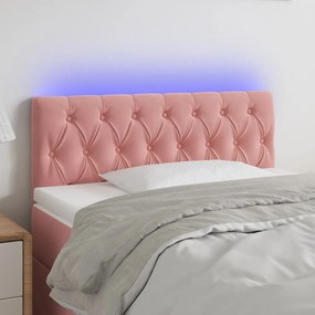 3121995 vidaXL Tăblie de pat cu LED, roz, 100x7x78/88 cm, catifea