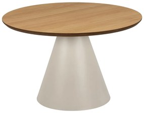 Măsuță de cafea crem/în culoare naturală rotundă cu blat cu aspect de lemn de stejar ø 65 cm Soli – Actona