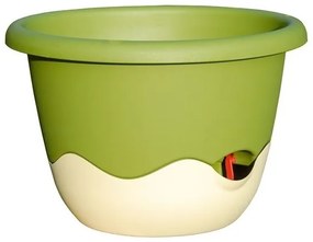 Plastia Ghiveci flori cu auto-udare Mareta verde + bej, diam. 25 cm