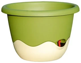 Plastia Ghiveci flori cu auto-udare Mareta verde + bej, diam. 25 cm