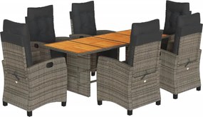 vidaXL Set mobilier grădină cu perne, 9 piese, gri, poliratan