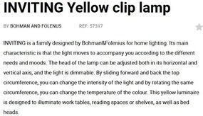 Veioza LED dimabila / Lampa de birou cu clips design ultra-modern INVITING galbena