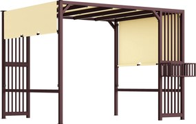 Outsunny Pergolă Pavilion 3x2,5m UPF30+ stabil rezistent la iarnă protecție solară cu prelată glisantă reglabilă Maro închis | Aosom Romania