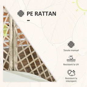 Outsunny Set Mobilier de Grădină din Ratan PE, Set Bistro 3 Piese cu Masă de Sticlă și Perne Moi, Mobilier de Conversație | Aosom Romania