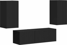 vidaXL Set Dulap pentru Televizor Montat pe Perete 4 pcs Negru
