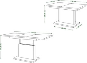 Mazzoni ASTON MINI Stejar Craft Auriu - MĂSUȚĂ DE CAFEA MODERNĂ EXTENSIBILĂ REGLABILĂ PE ÎNĂLȚIME MASĂ TRANSFORMABILĂ