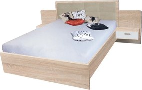 Pat EFFECT 160x200, stejar sonoma, PAL/stofa, cu 2 noptiere