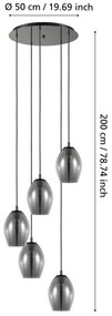 Lustră pe cablu ESTANYS 5xE27/60W/230V Eglo 39567