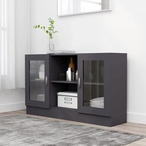 802788 vidaXL Dulap cu vitrină, gri, 120 x 30,5 x 70 cm, PAL