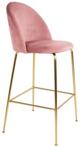 Scaun de bar Lausanne, catifea, trandafir, picioare cu efect de cupru