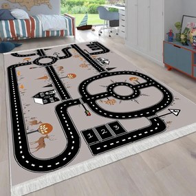 Covor copii antiderapant, 120x180 cm, Traseul Auto