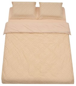 Lenjerie de pat dubla King Size cu broderie Tuffata, Heinner Home, 220x240 cm, microfibra 100 GSM, crem